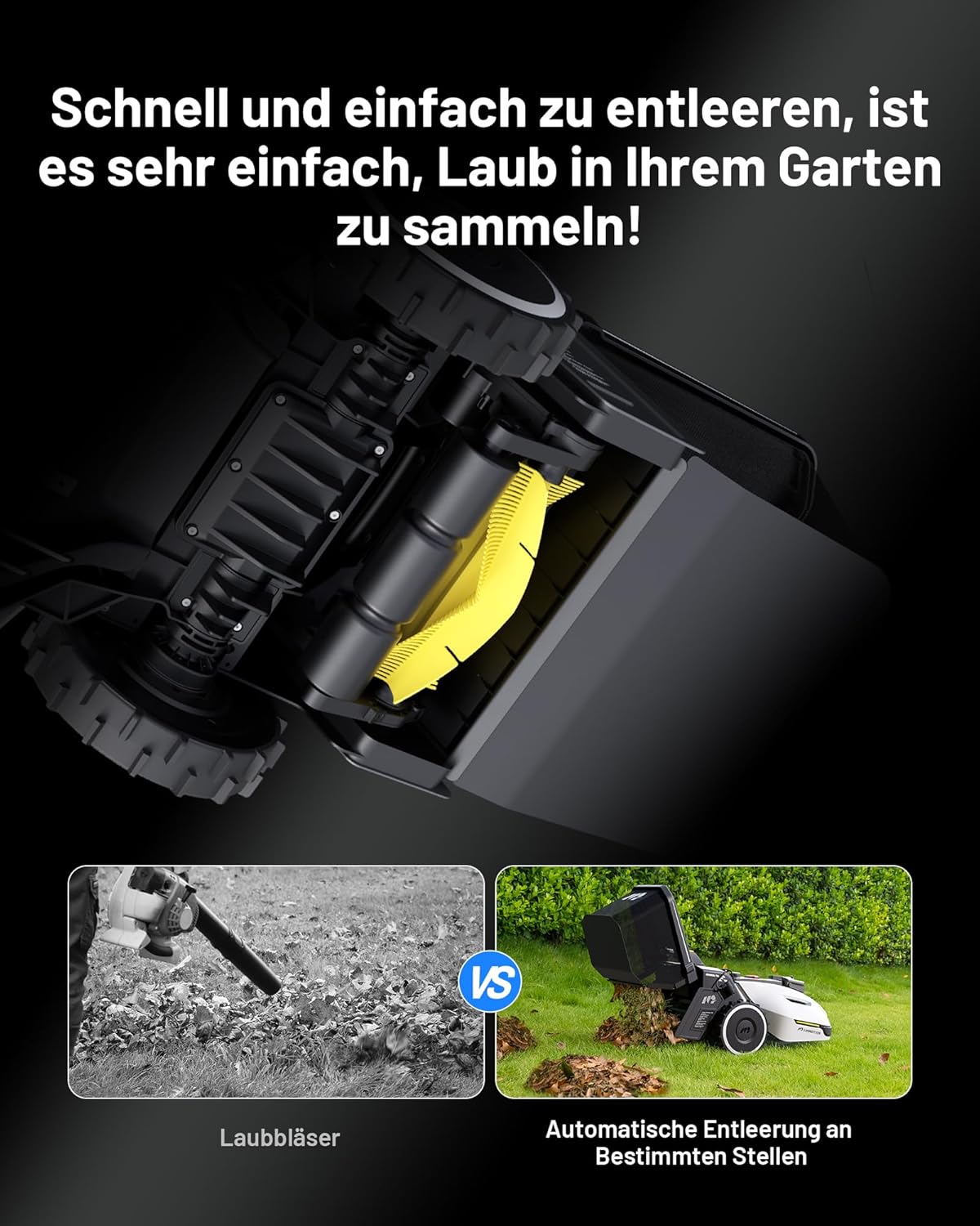MAMMOTION YUKA 2000 Mähroboter mit Kehrmaschine, NetRTK+Vision, Keine RTK-Antenne erforderlich, Auto-Kartierung, Empf. 2000m², Max. 2800m², mit 4G-Modul, 80% Steigung