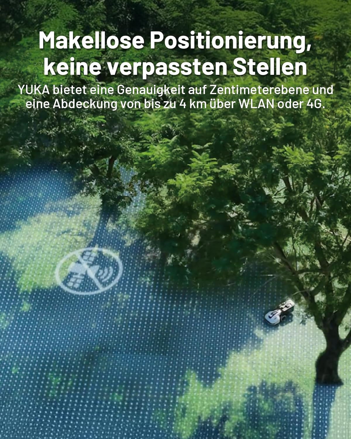 MAMMOTION YUKA 2000 Mähroboter mit Kehrmaschine, NetRTK+Vision, Keine RTK-Antenne erforderlich, Auto-Kartierung, Empf. 2000m², Max. 2800m², mit 4G-Modul, 80% Steigung